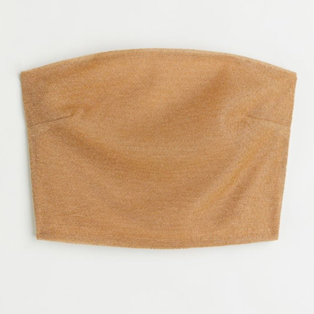 H&M gold glittery bandeau-style crop top size S